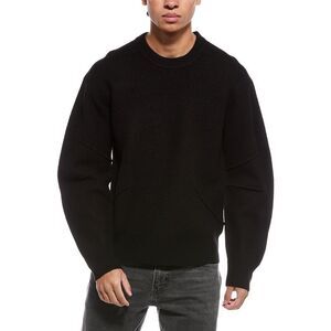 Helmut Lang Mens Boiled Wool Crewneck Sweatshirt, Black